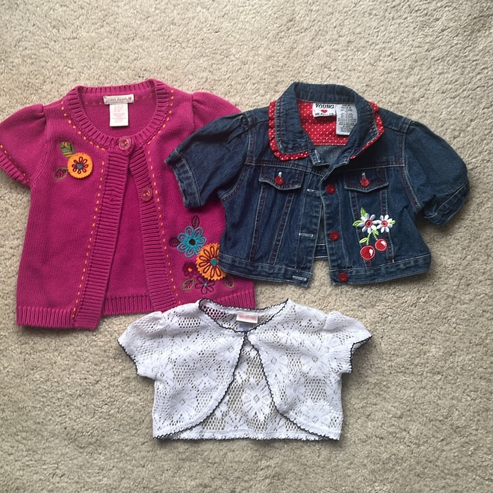 X3 Cropped Embroidered Cardigan Bolero Short Sleeve Spring Summer Dress Covering